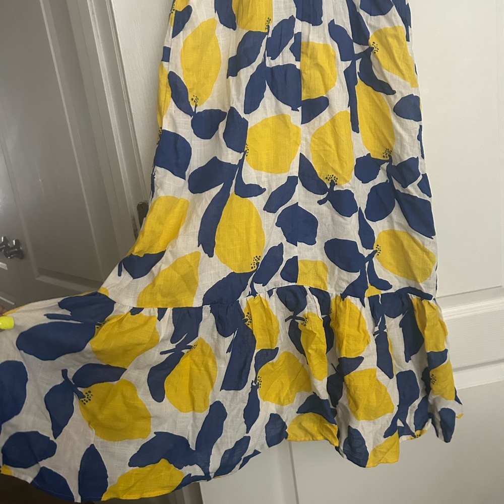 LOFT Blue and Yellow Leaf and lemon Print Dress - Picture 5 of 6